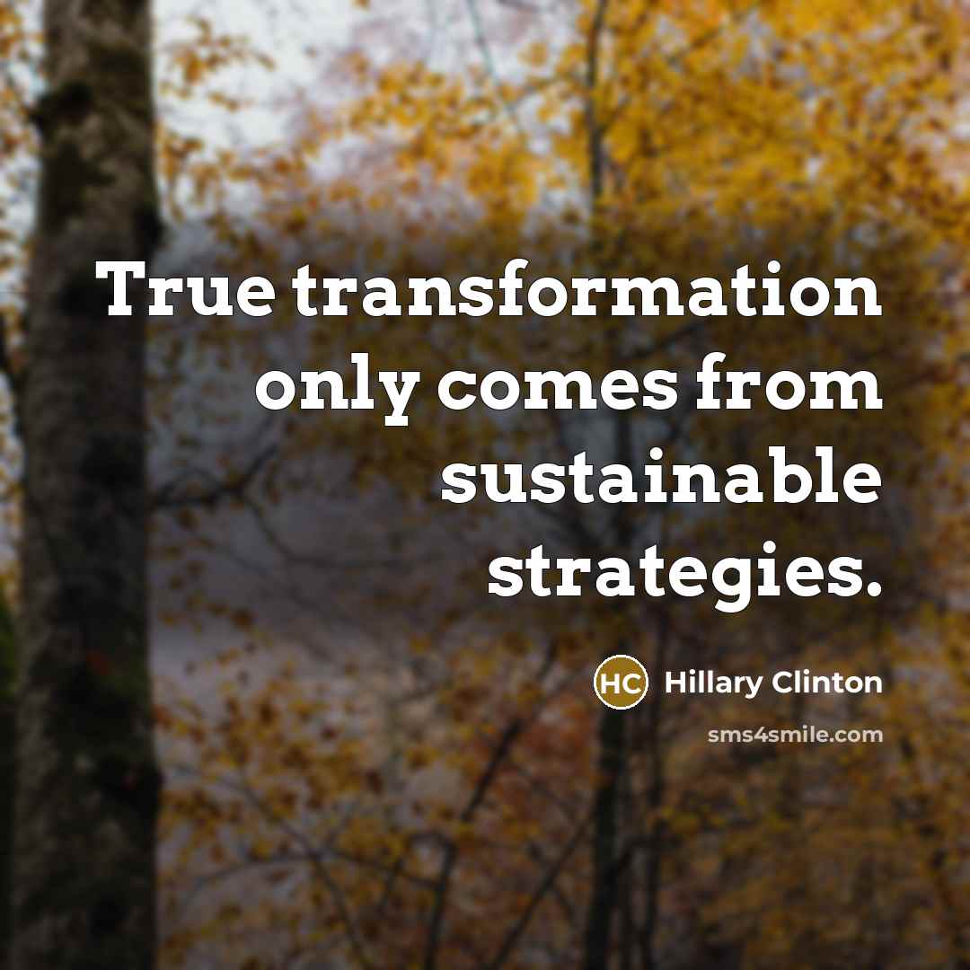 “True transformation only comes from sustainable strategies.” quote by Hillary Clinton