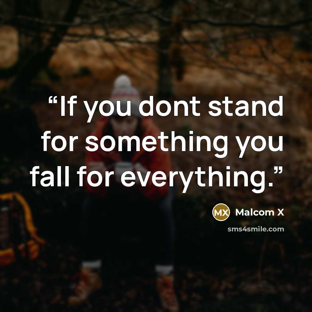 “If you dont stand for something you fall for everything.” quote by Malcom X