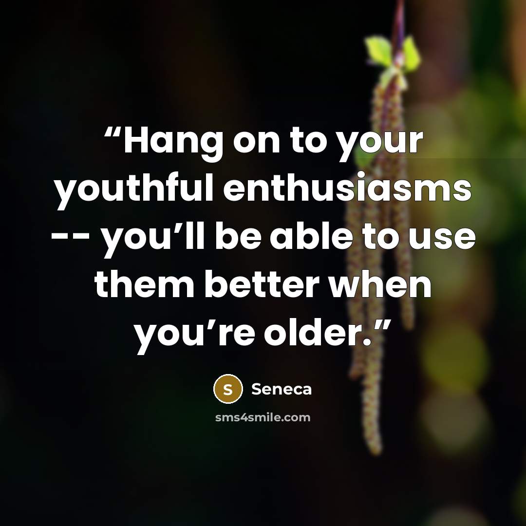 “Hang on to your youthful enthusiasms -- you’ll be able to use them better when you’re older.” quote by Seneca