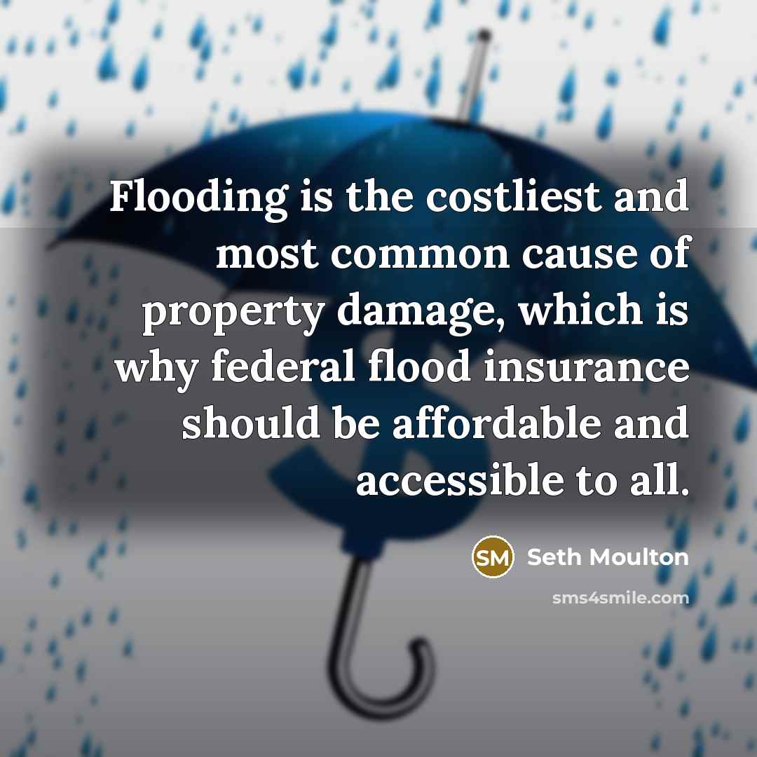 “Flooding is the costliest and most common cause of property damage, which is why federal flood insurance should be affordable and accessible to all.” quote by Seth Moulton