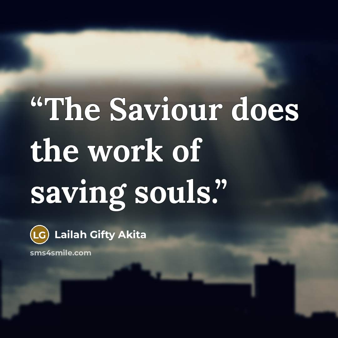 “The Saviour does the work of saving souls.” quote by Lailah Gifty Akita