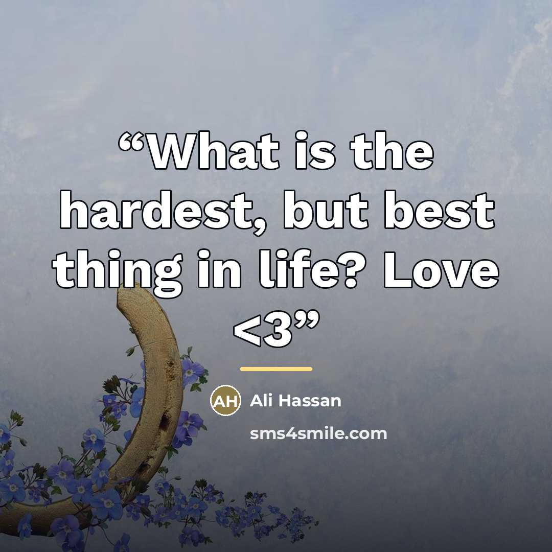 ““What is the hardest, but best thing in life? Love” quote by Ali Hassan