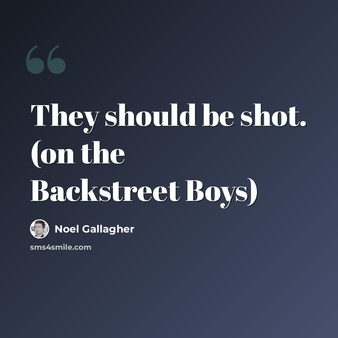 “They should be shot. (on the Backstreet Boys)” quote by Noel Gallagher