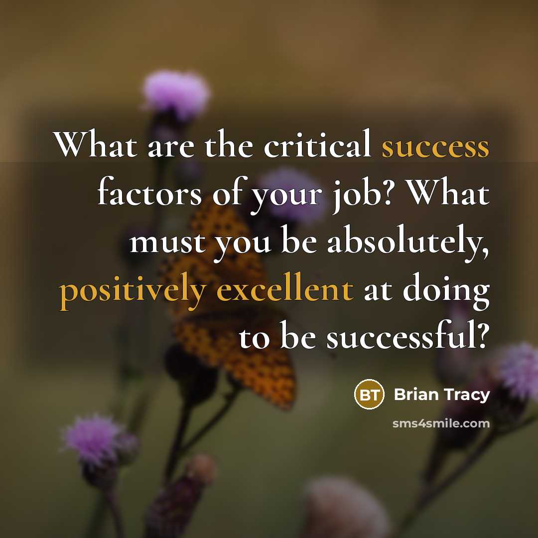 “What are the critical success factors of your job? What must you be absolutely, positively excellent at doing to be successful?” quote by Brian Tracy