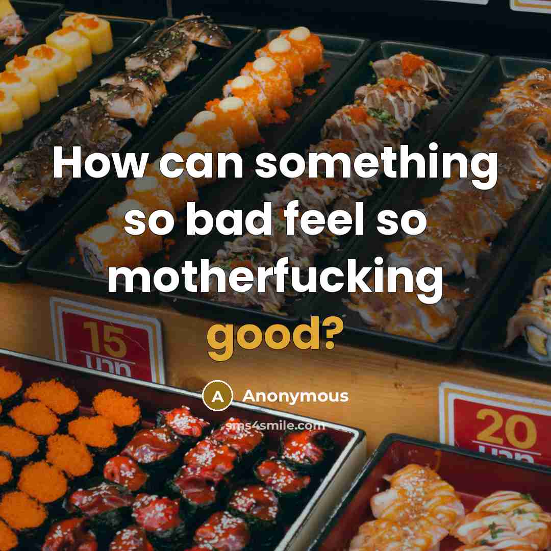 “How can something so bad feel so motherfucking good?” quote by Anonymous