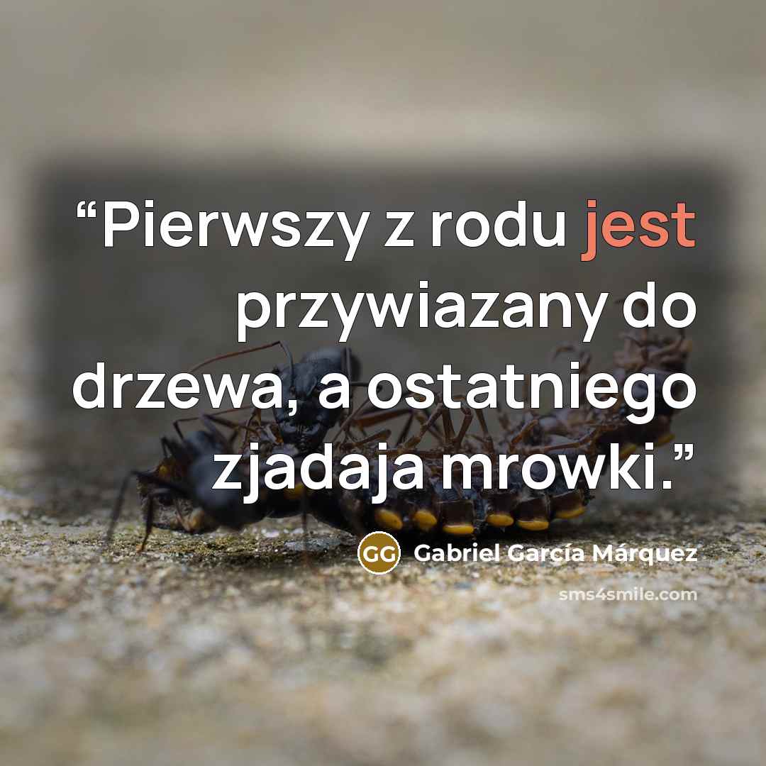 “Pierwszy z rodu jest przywiazany do drzewa, a ostatniego zjadaja mrowki.” quote by Gabriel García Márquez