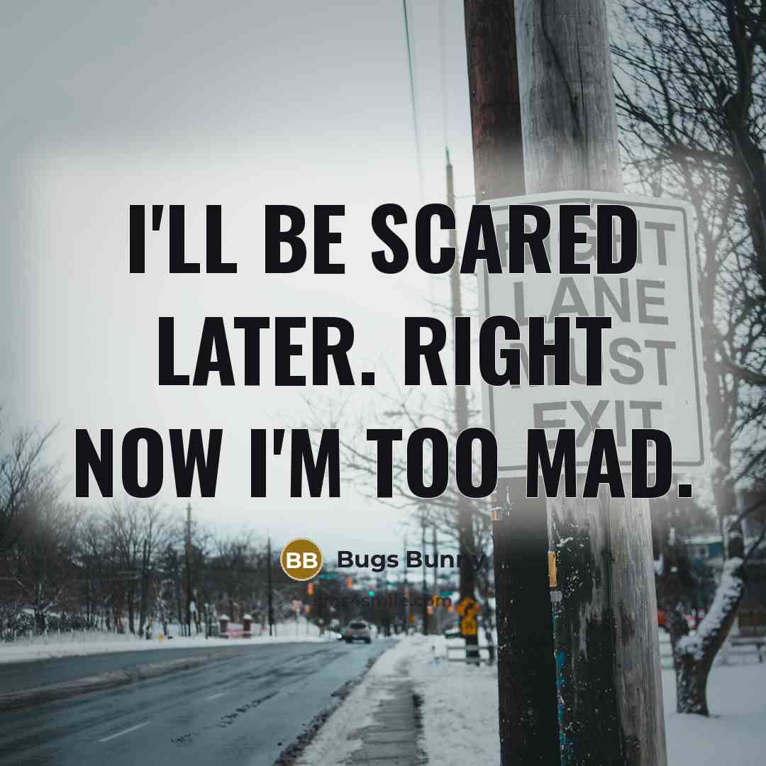 “I'll be scared later. Right now I'm too mad.” quote by Bugs Bunny