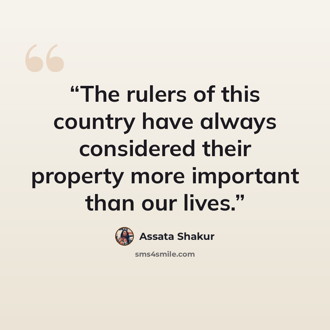 “The rulers of this country have always considered their property more important than our lives.” quote by Assata Shakur