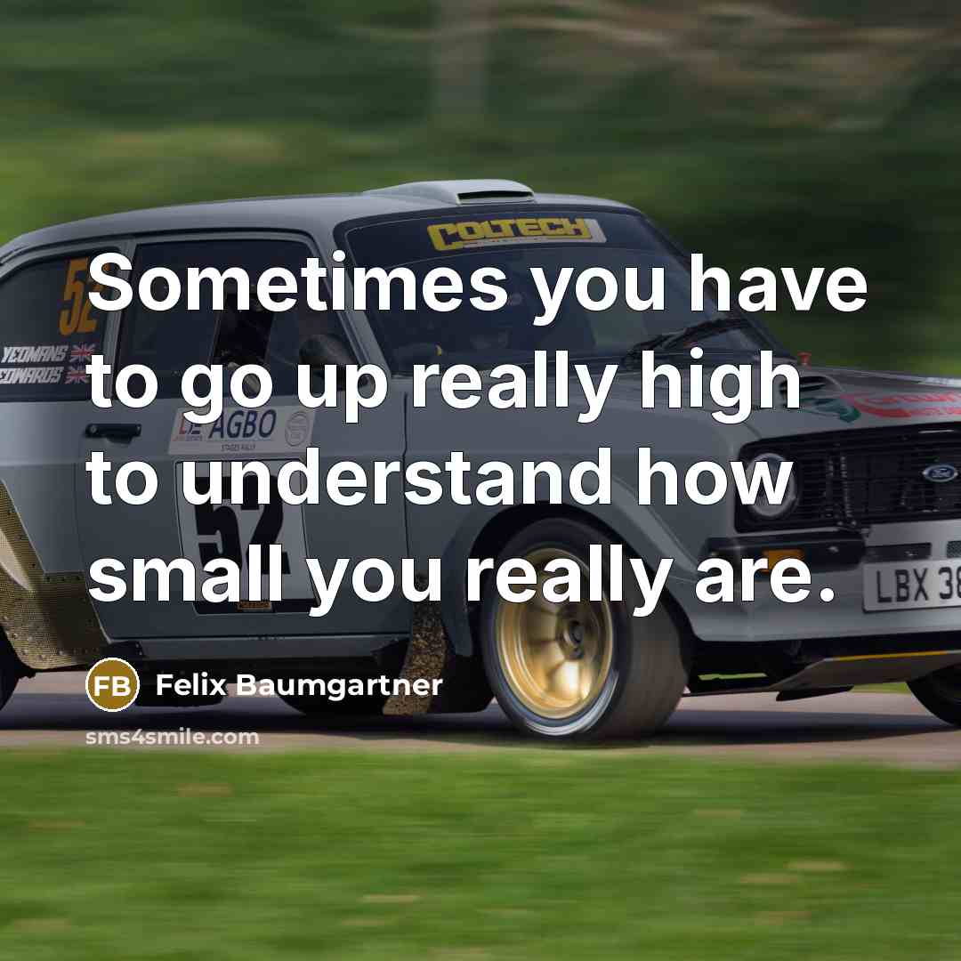 “Sometimes you have to go up really high to understand how small you really are.” quote by Felix Baumgartner
