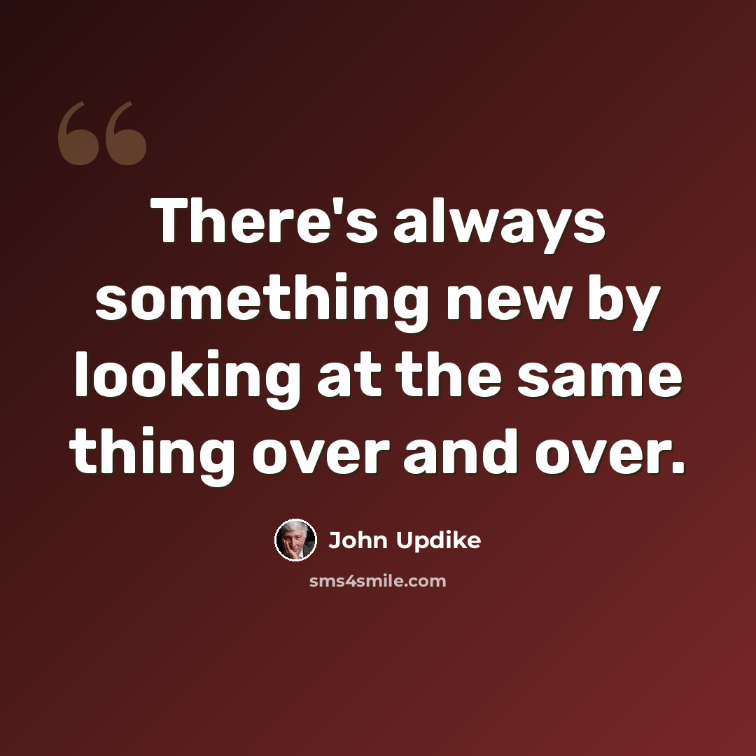 “There's always something new by looking at the same thing over and over.” quote by John Updike