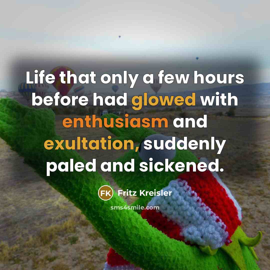 “Life that only a few hours before had glowed with enthusiasm and exultation, suddenly paled and sickened.” quote by Fritz Kreisler
