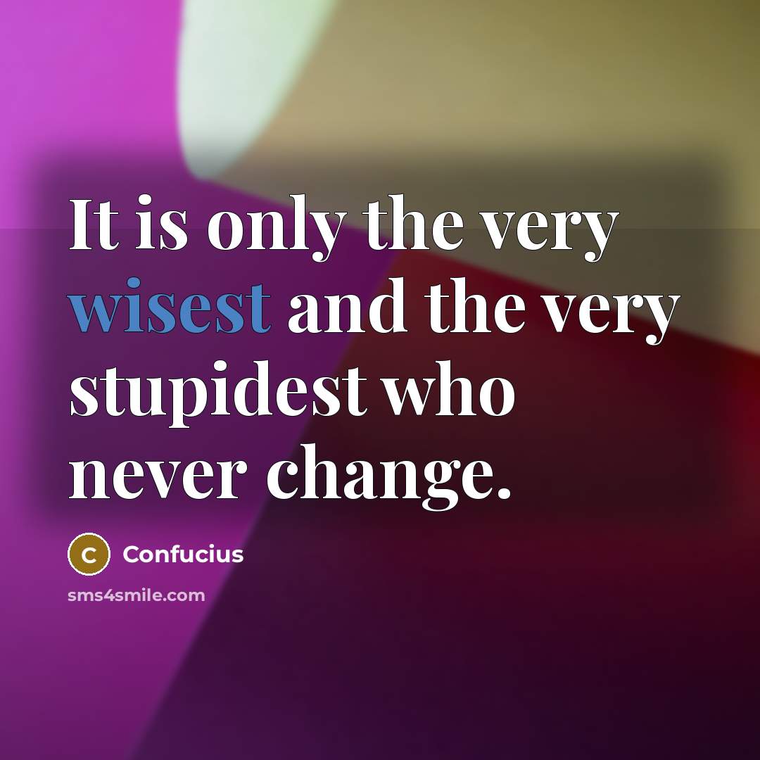 “It is only the very wisest and the very stupidest who never change.” quote by Confucius