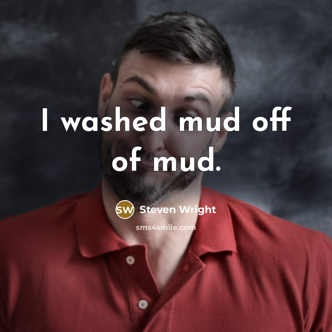 “I washed mud off of mud.” quote by Steven Wright