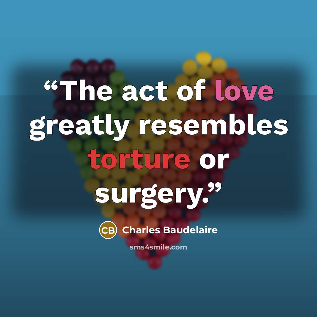 “The act of love greatly resembles torture or surgery.” quote by Charles Baudelaire