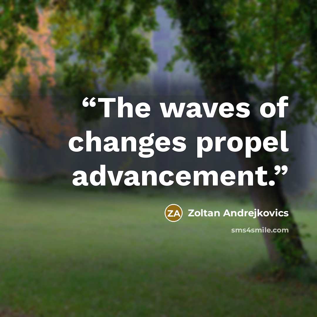 “The waves of changes propel advancement.” quote by Zoltan Andrejkovics