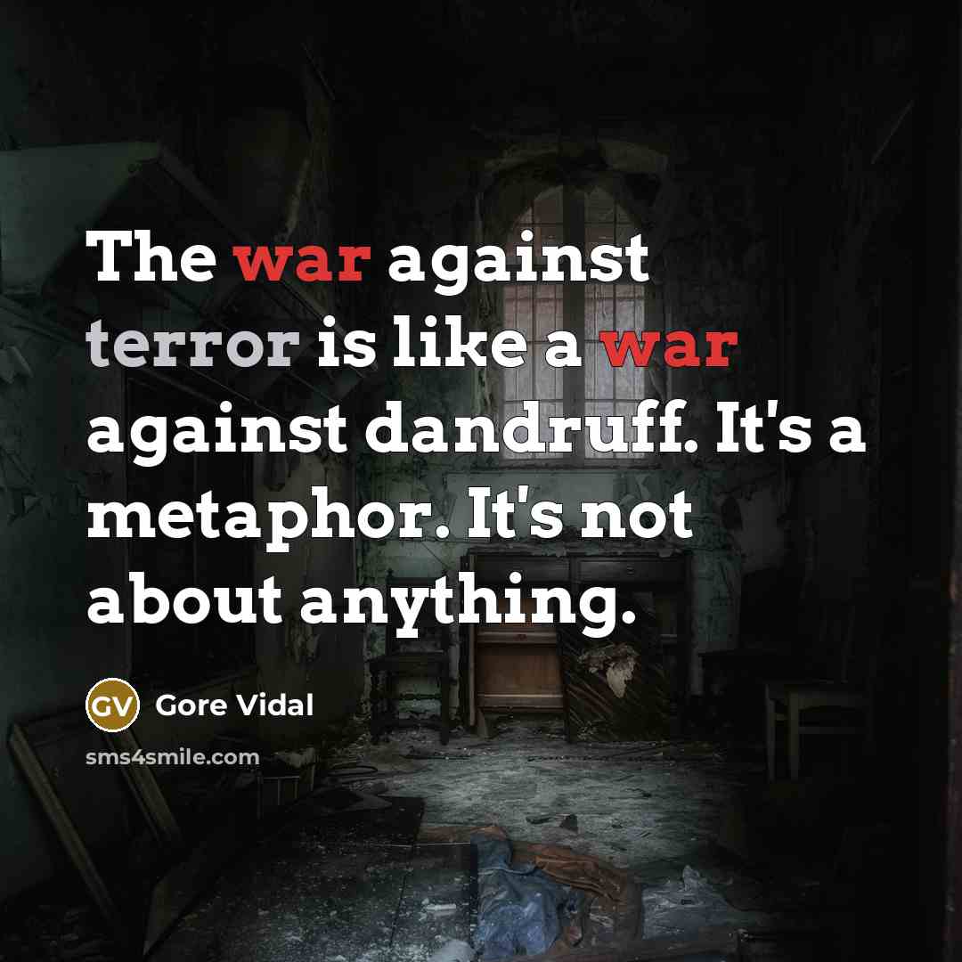 “The war against terror is like a war against dandruff. It's a metaphor. It's not about anything.” quote by Gore Vidal