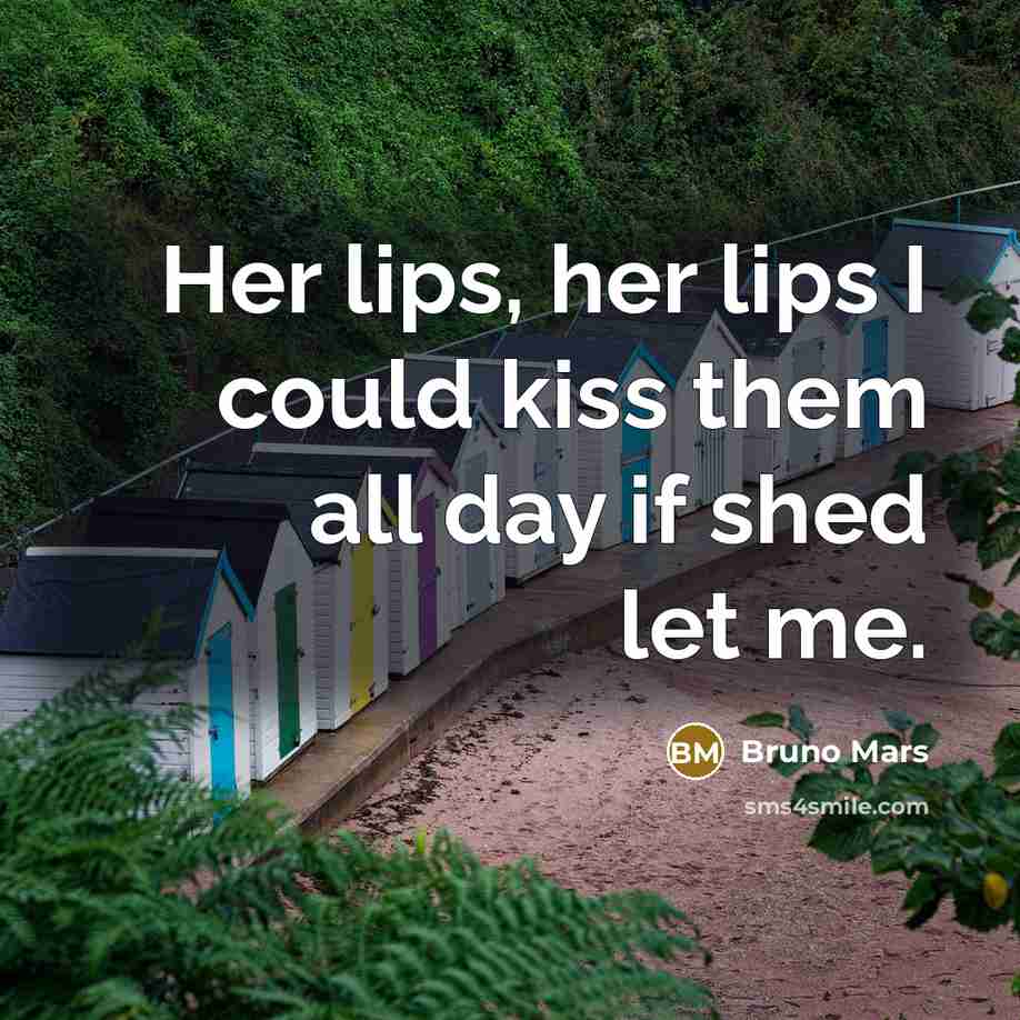 “Her lips, her lips I could kiss them all day if shed let me.” quote by Bruno Mars