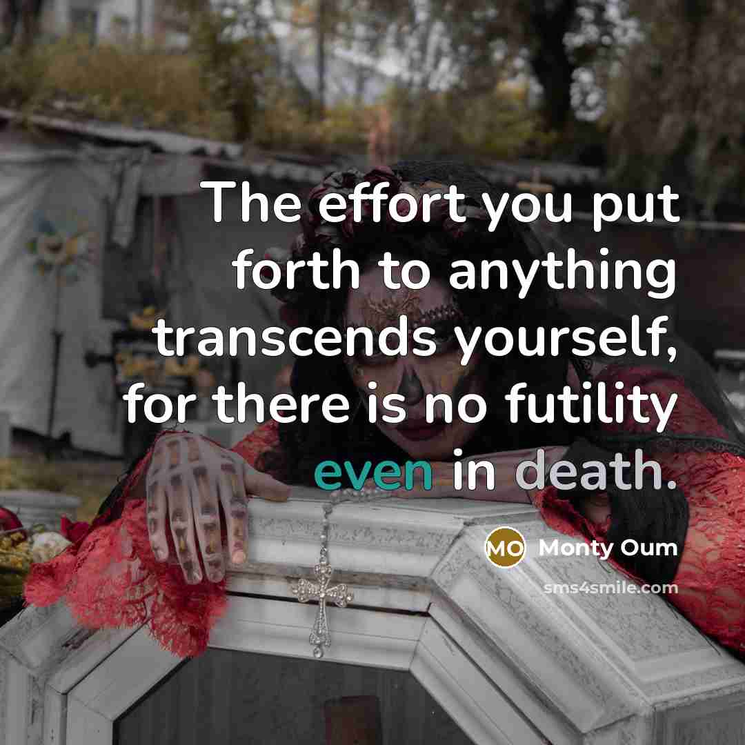 “The effort you put forth to anything transcends yourself, for there is no futility even in death.” quote by Monty Oum