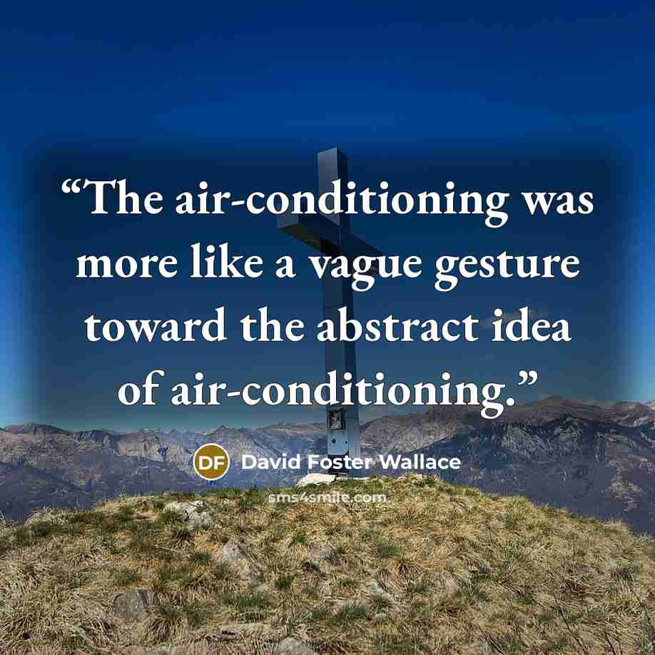 “The air-conditioning was more like a vague gesture toward the abstract idea of air-conditioning.” quote by David Foster Wallace