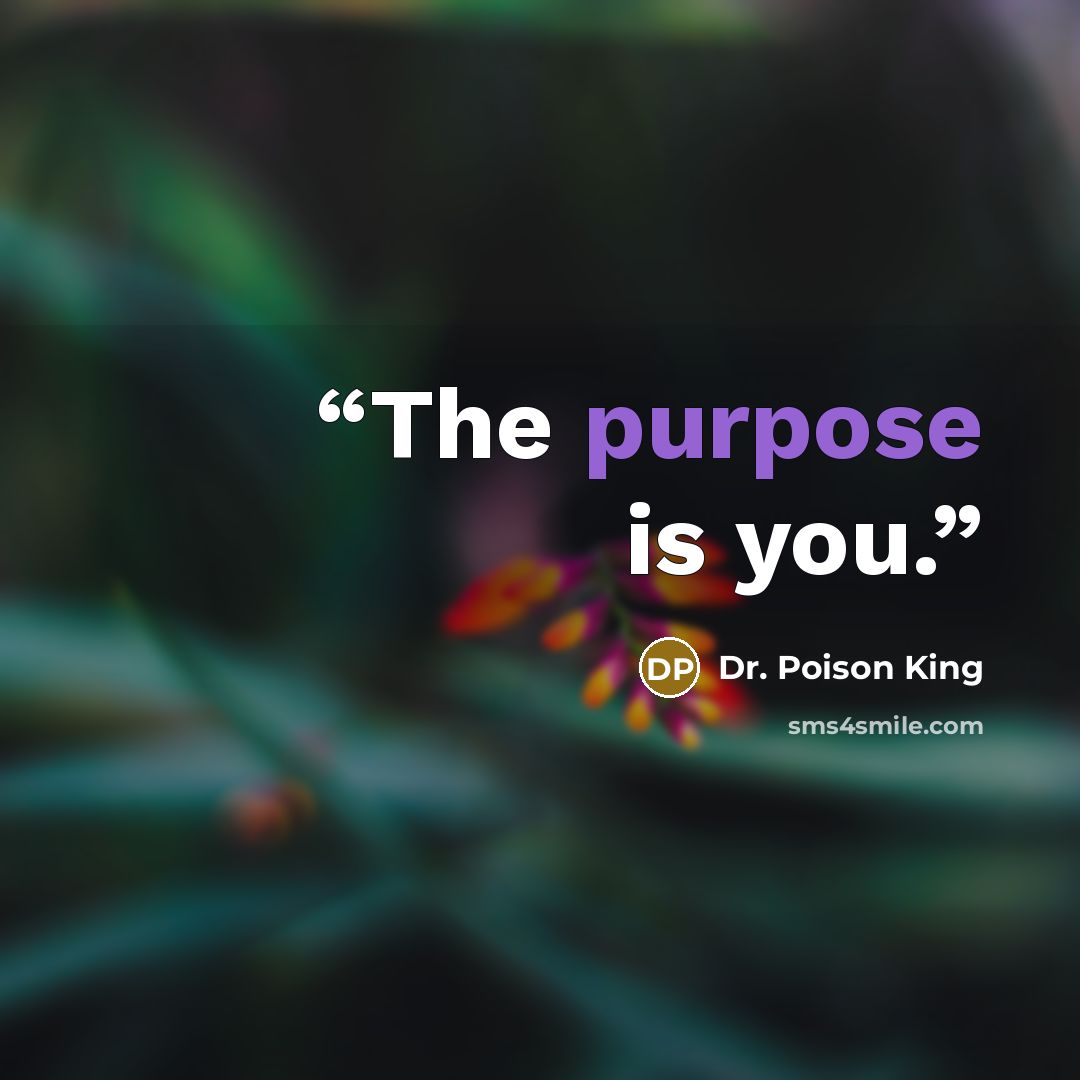 “The purpose is you.” quote by Dr. Poison King