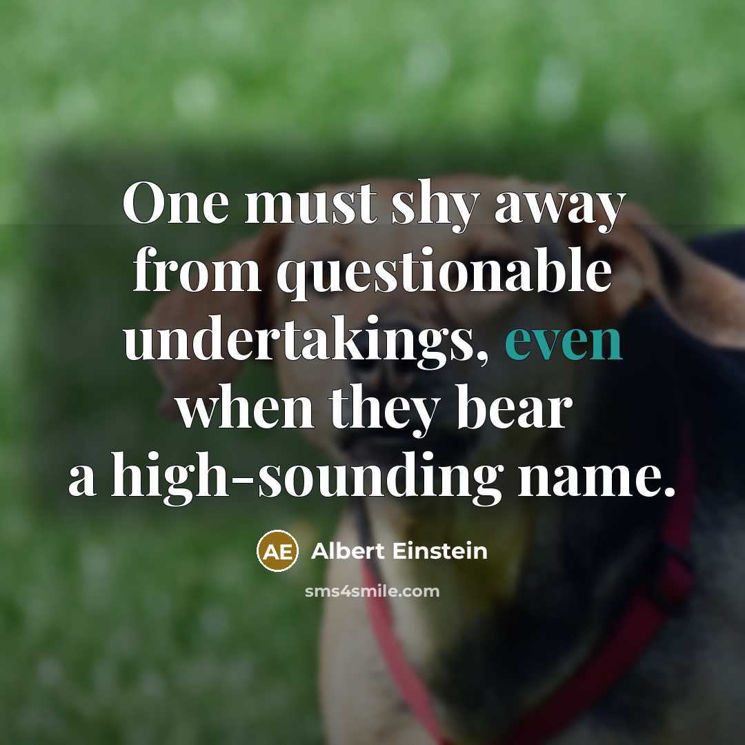 “One must shy away from questionable undertakings, even when they bear a high-sounding name.” quote by Albert Einstein