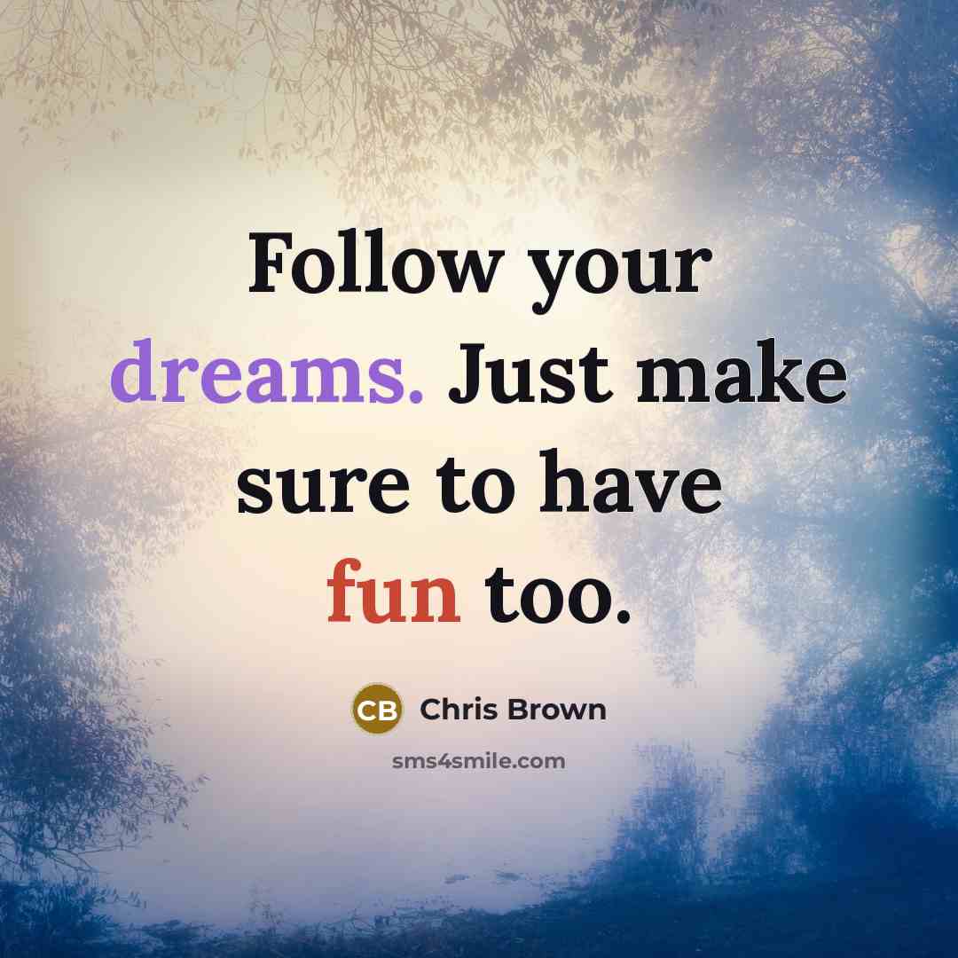 “Follow your dreams. Just make sure to have fun too.” quote by Chris Brown