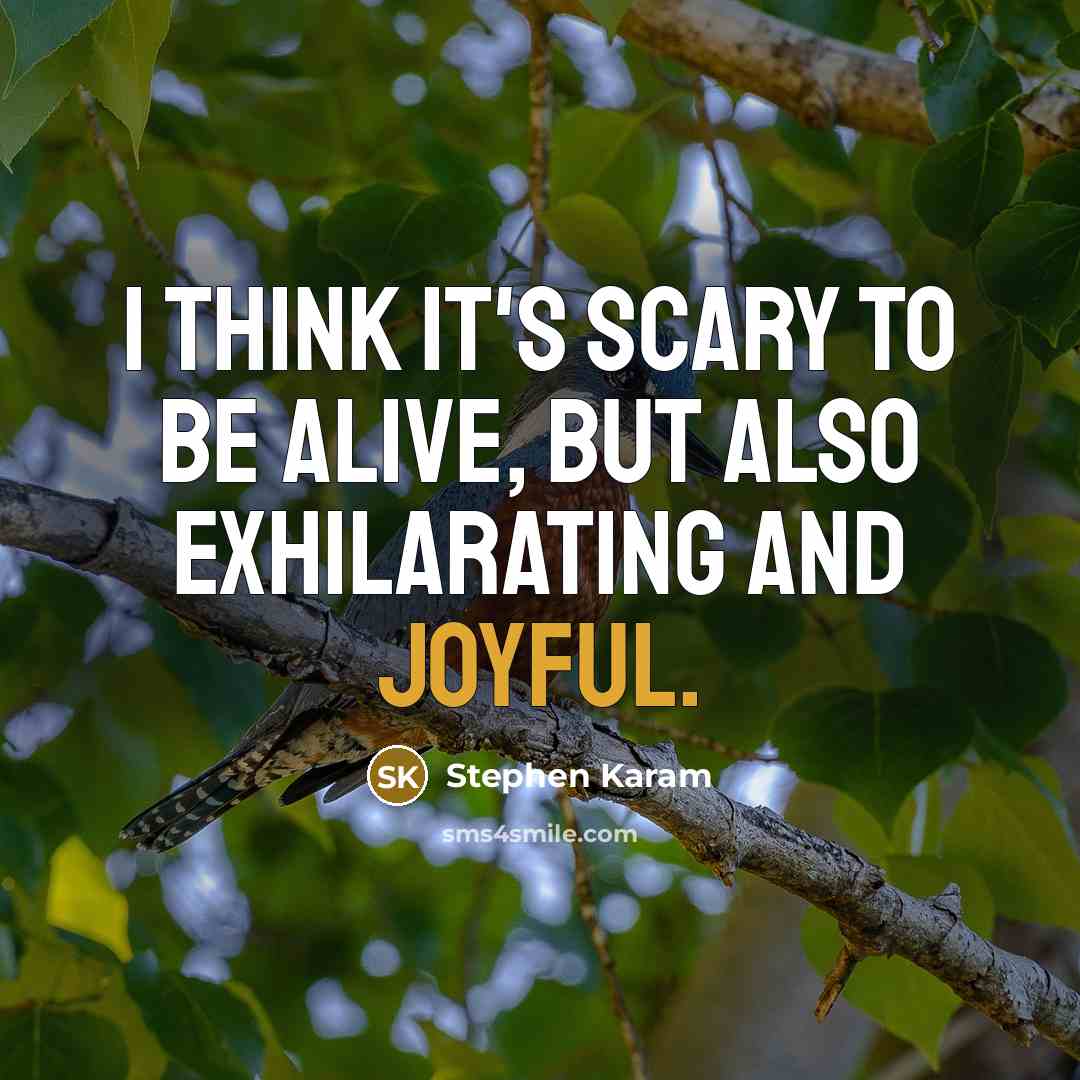 “I think it's scary to be alive, but also exhilarating and joyful.” quote by Stephen Karam