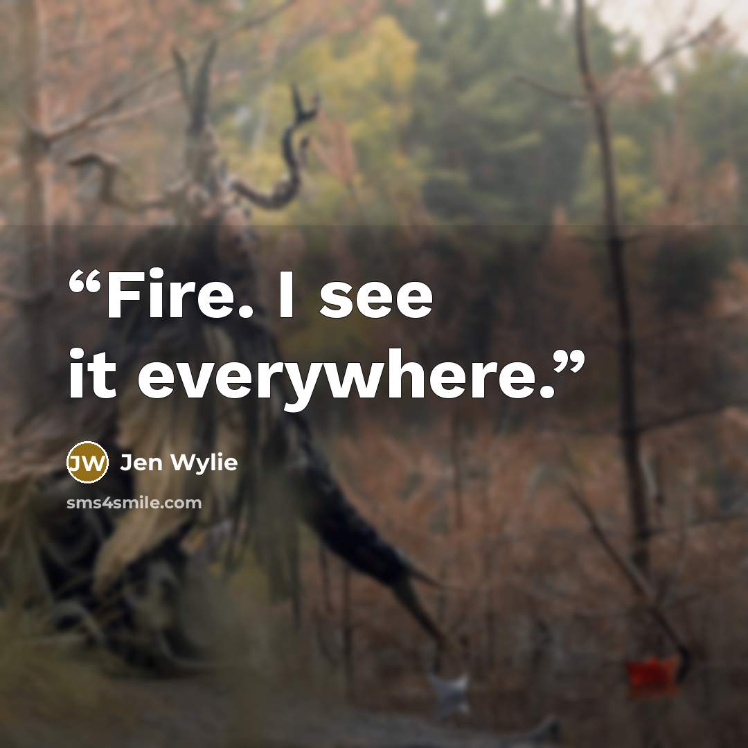 “Fire. I see it everywhere.” quote by Jen Wylie