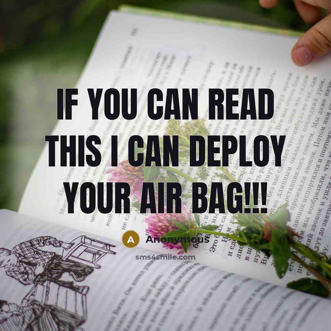 “If you can read this I can deploy your air bag!!!” quote by Anonymous