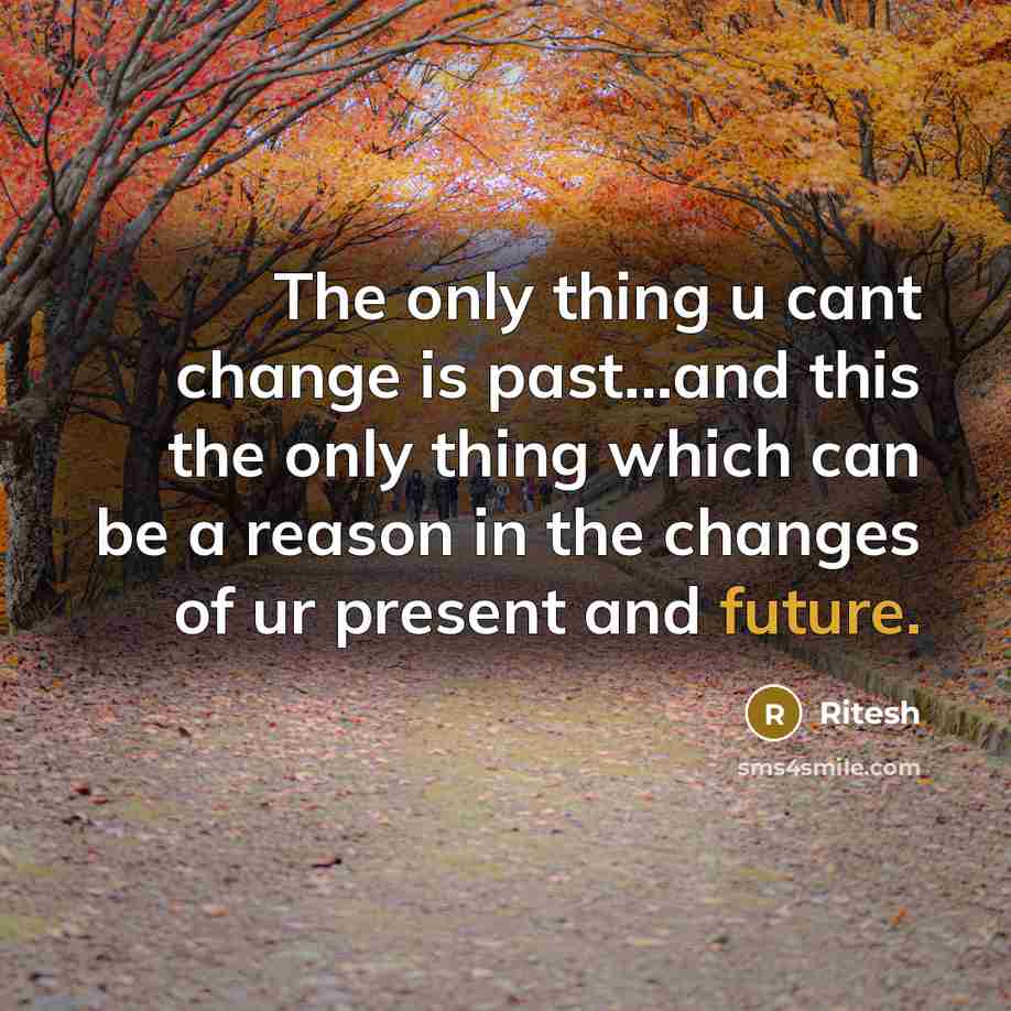 “The only thing u cant change is past...and this the only thing which can be a reason in the changes of ur present and future.” quote by Ritesh