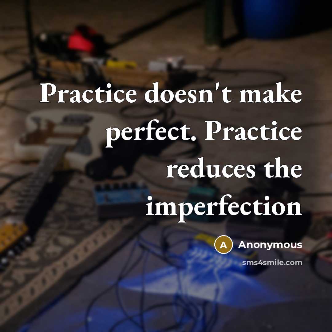 “Practice doesn't make perfect. Practice reduces the imperfection” quote by Anonymous
