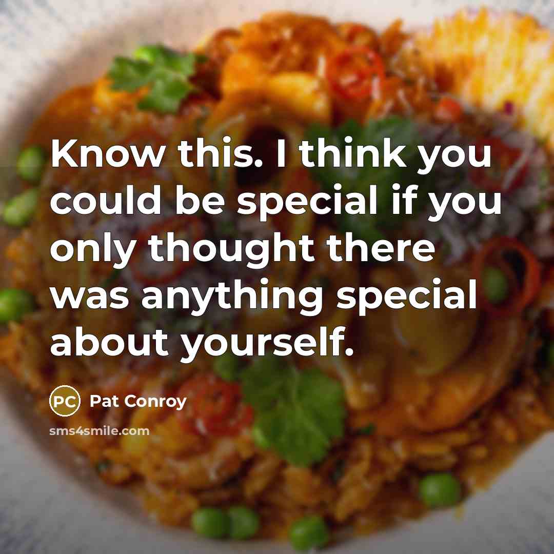 “Know this. I think you could be special if you only thought there was anything special about yourself.” quote by Pat Conroy
