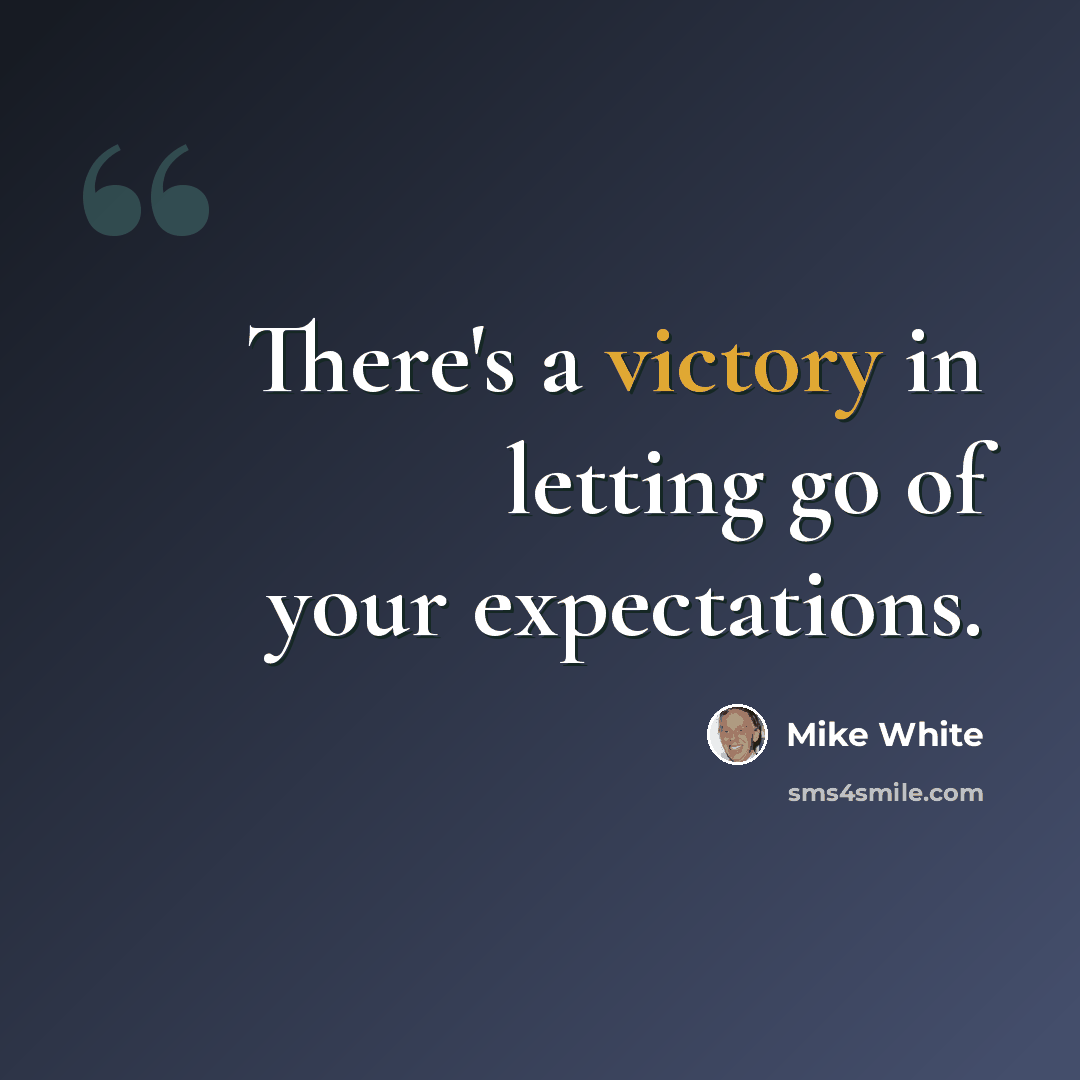 “There's a victory in letting go of your expectations.” quote by Mike White