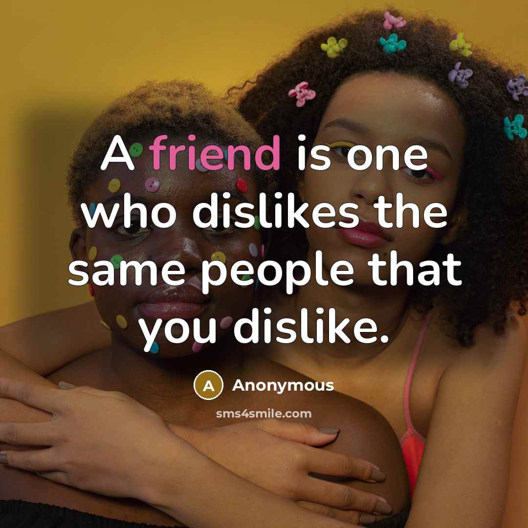“A friend is one who dislikes the same people that you dislike.” quote by Anonymous