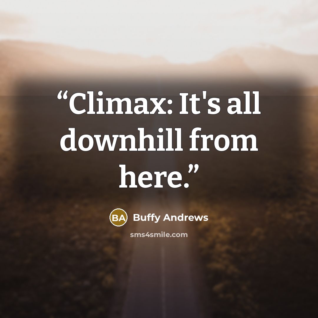 “Climax: It's all downhill from here.” quote by Buffy Andrews