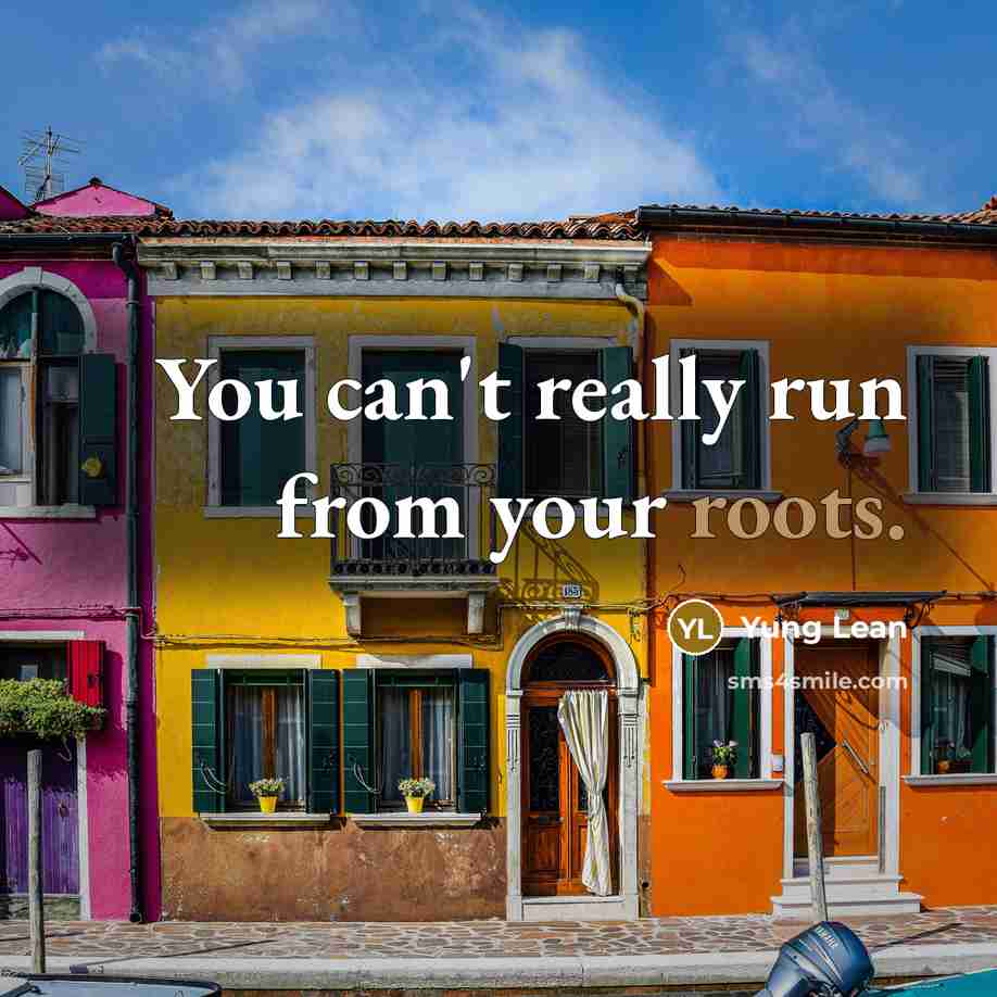 “You can't really run from your roots.” quote by Yung Lean