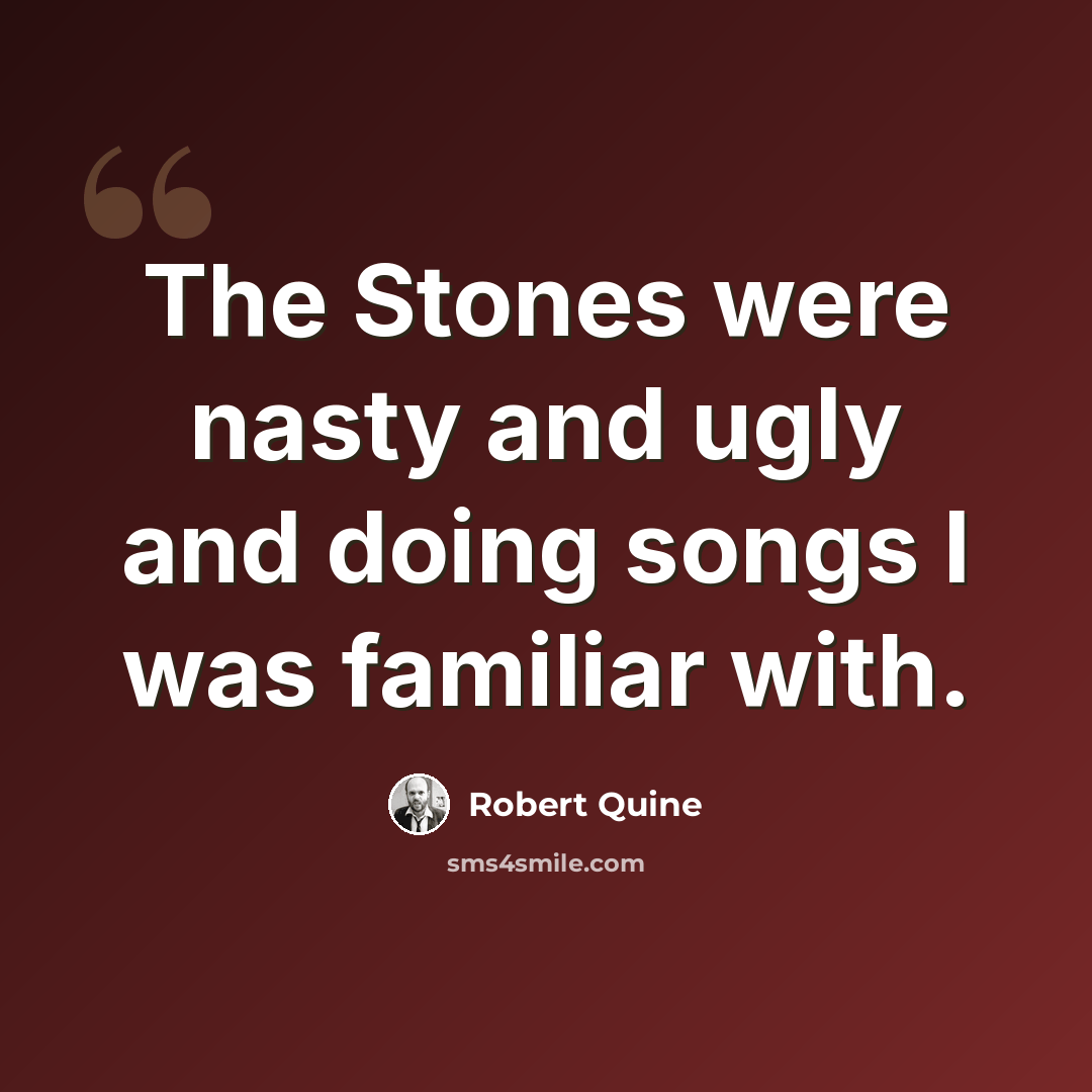 “The Stones were nasty and ugly and doing songs I was familiar with.” quote by Robert Quine