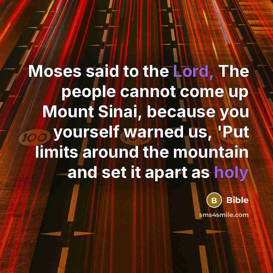 “Moses said to the Lord, The people cannot come up Mount Sinai, because you yourself warned us, 'Put limits around the mountain and set it apart as holy” quote by Bible
