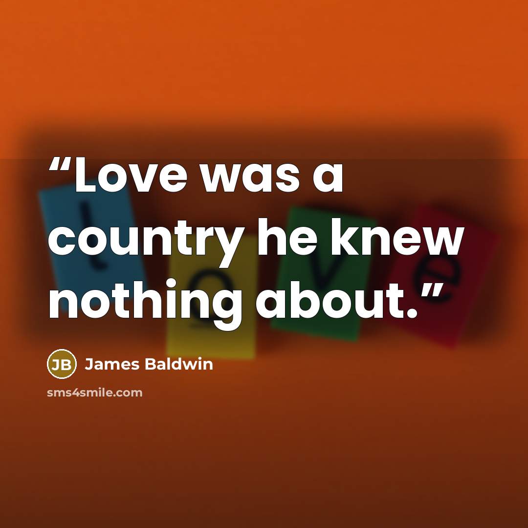 “Love was a country he knew nothing about.” quote by James Baldwin