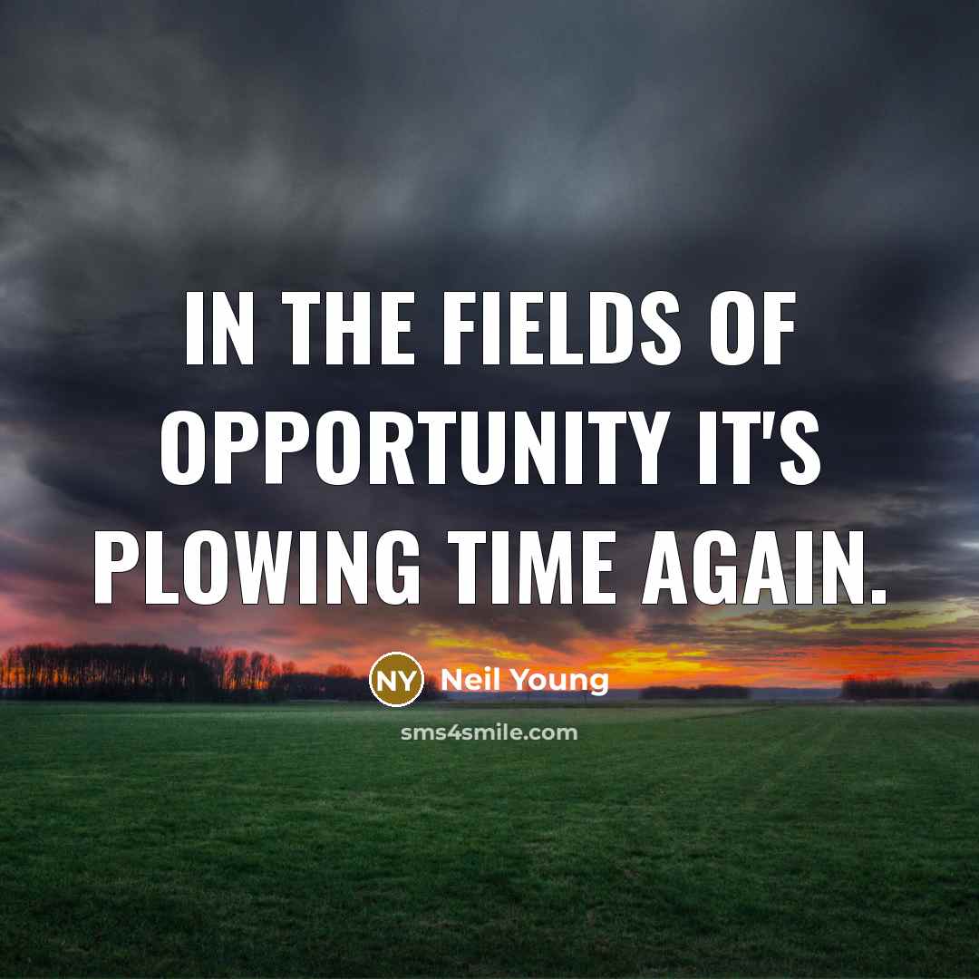 “In the fields of opportunity it's plowing time again.” quote by Neil Young