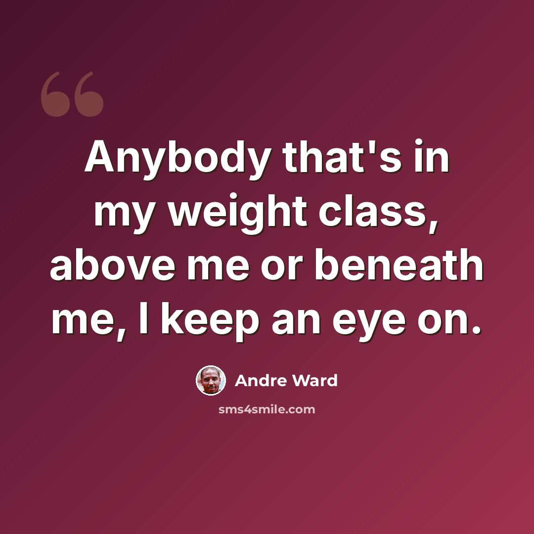 “Anybody that's in my weight class, above me or beneath me, I keep an eye on.” quote by Andre Ward