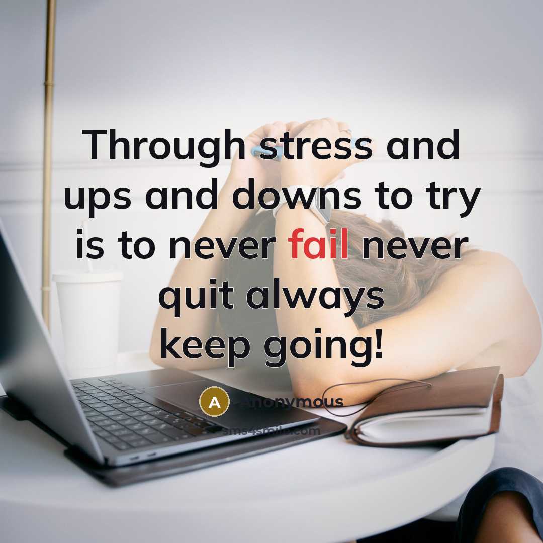 “Through stress and ups and downs to try is to never fail never quit always keep going!” quote by Anonymous