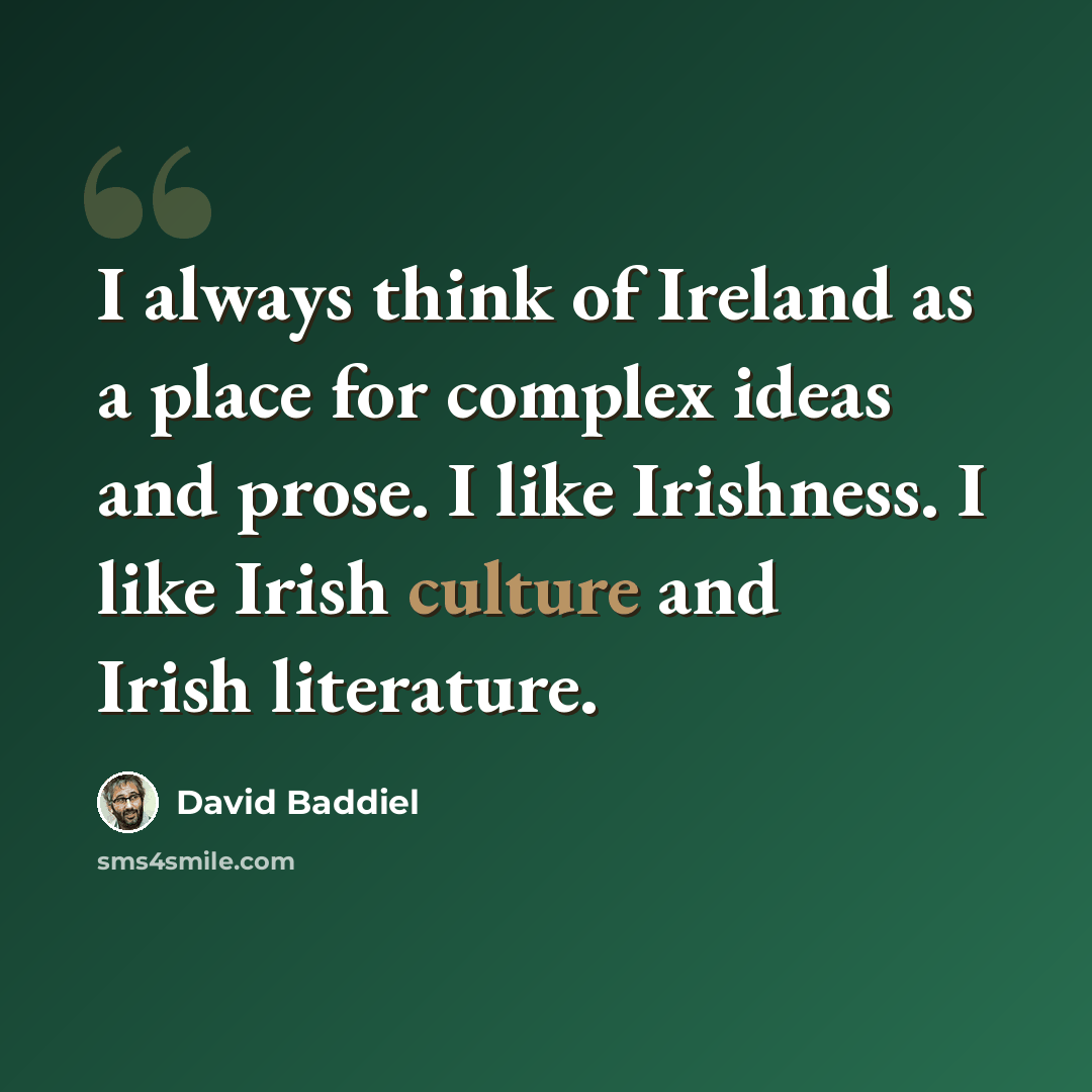 “I always think of Ireland as a place for complex ideas and prose. I like Irishness. I like Irish culture and Irish literature.” quote by David Baddiel