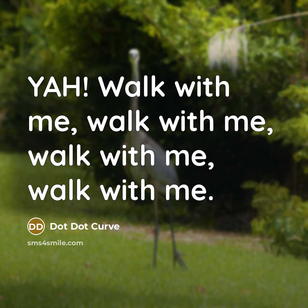 “YAH! Walk with me, walk with me, walk with me, walk with me.” quote by Dot Dot Curve