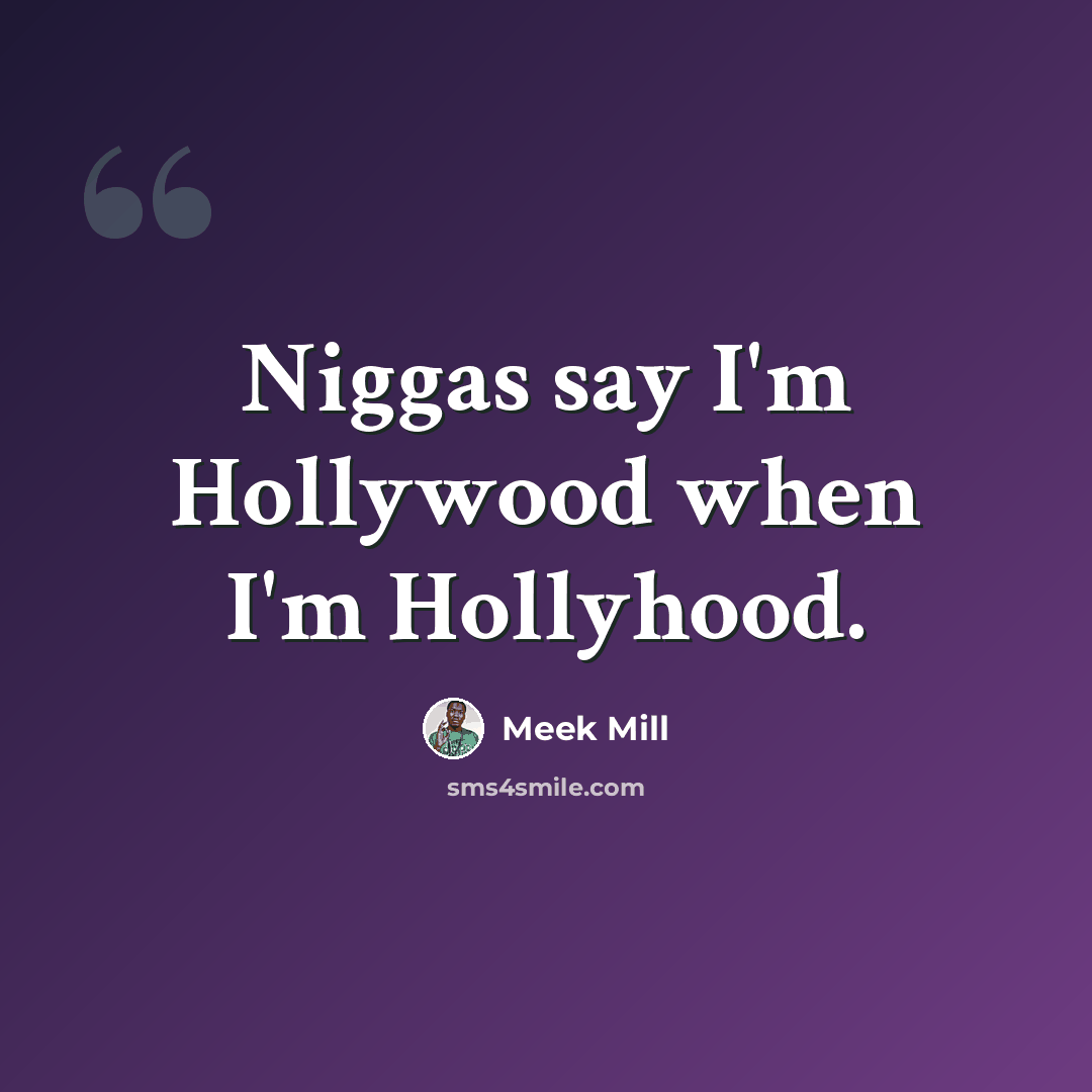 “Niggas say I'm Hollywood when I'm Hollyhood.” quote by Meek Mill