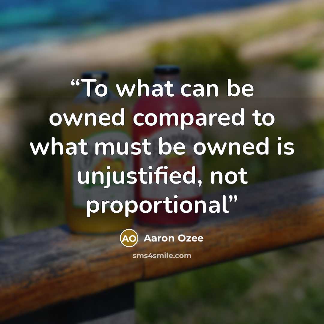 “To what can be owned compared to what must be owned is unjustified, not proportional” quote by Aaron Ozee
