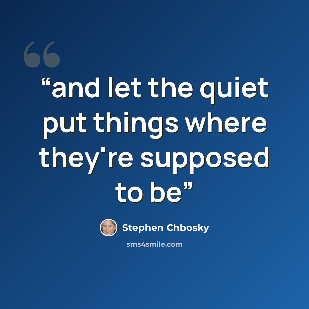 “and let the quiet put things where they're supposed to be” quote by Stephen Chbosky