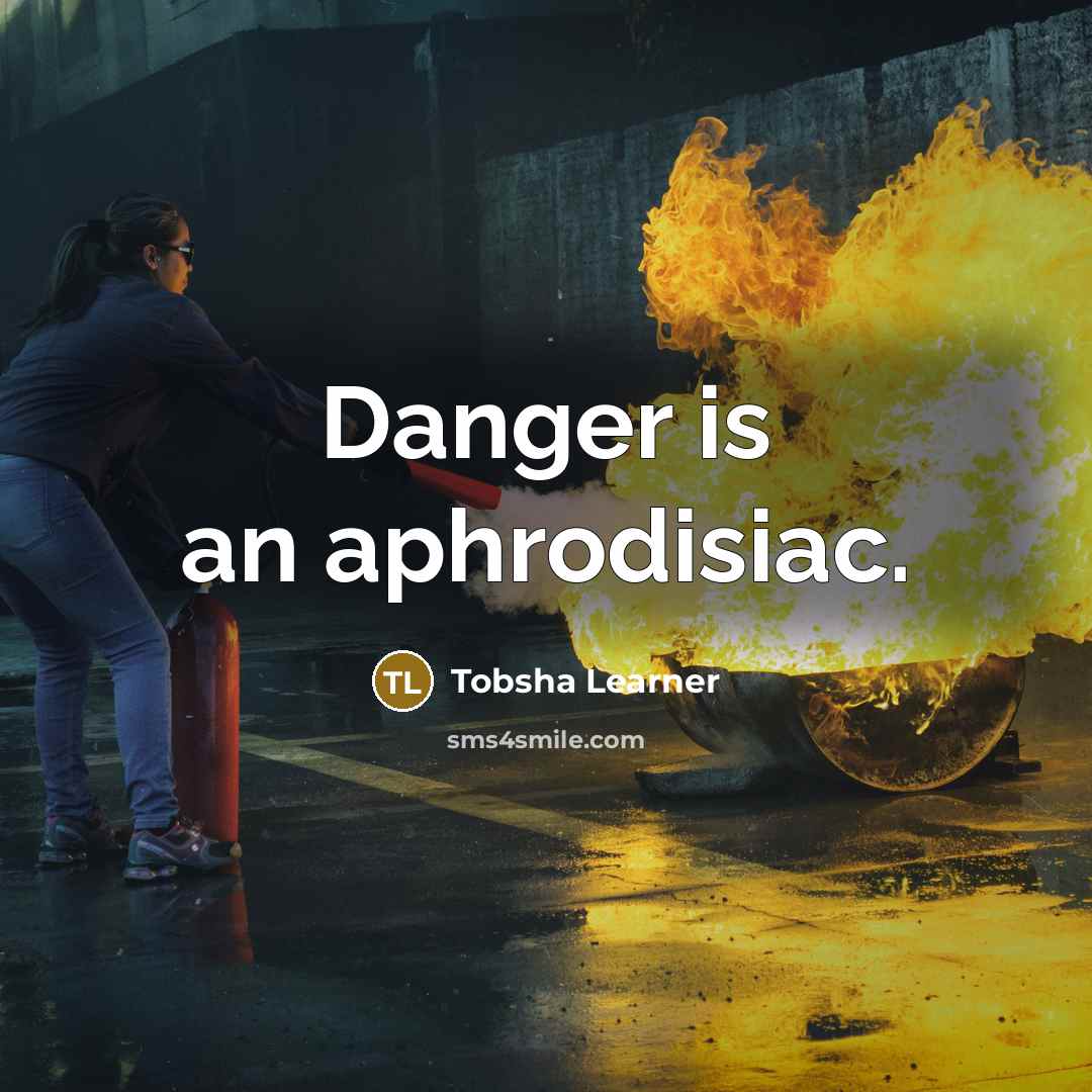 “Danger is an aphrodisiac.” quote by Tobsha Learner