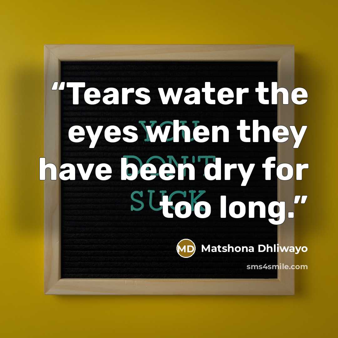 “Tears water the eyes when they have been dry for too long.” quote by Matshona Dhliwayo