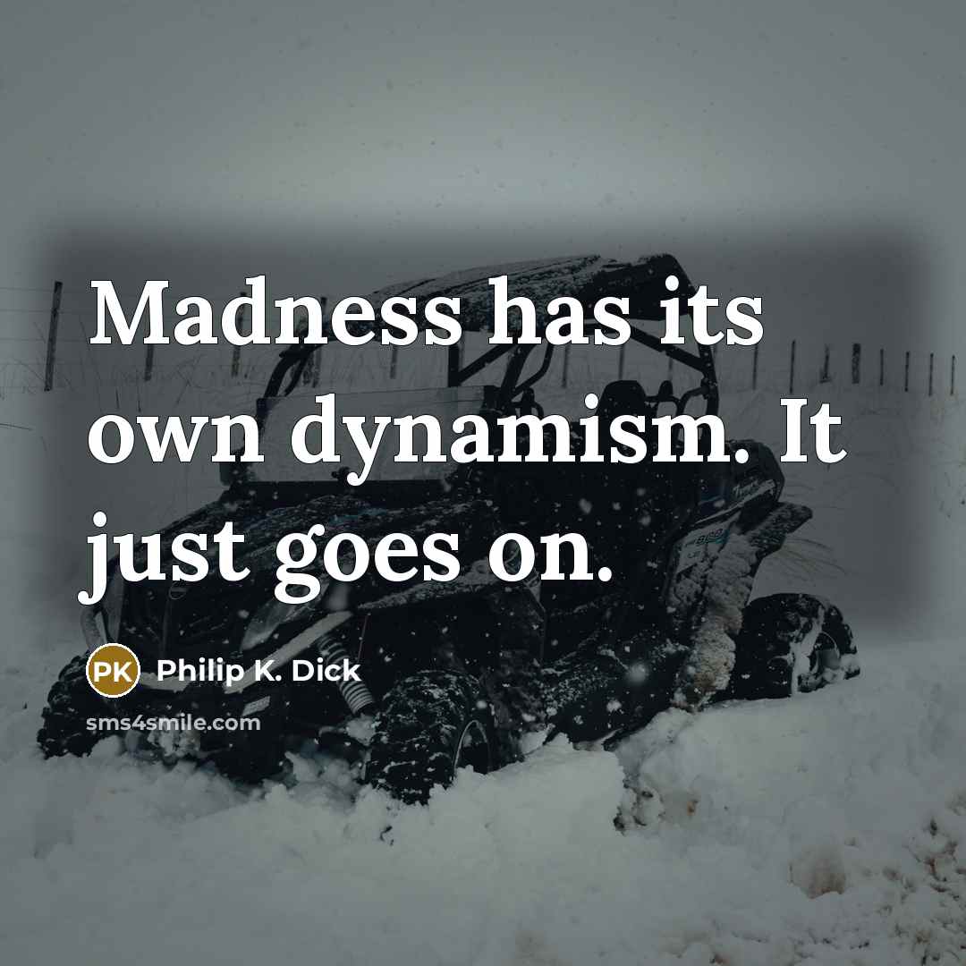 “Madness has its own dynamism. It just goes on.” quote by Philip K. Dick